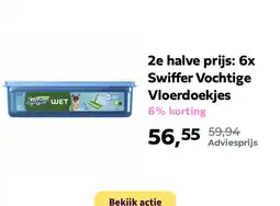 Plein.nl 2e halve prijs: 6x Swiffer Vochtige Vloerdoekjes aanbieding