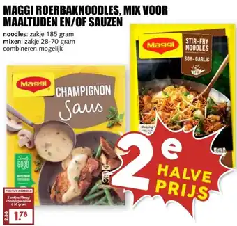 MCD Supermarkt MAGGI ROERBAKNOODLES, MIX VOOR MAALTIJDEN EN/OF SAUZEN aanbieding