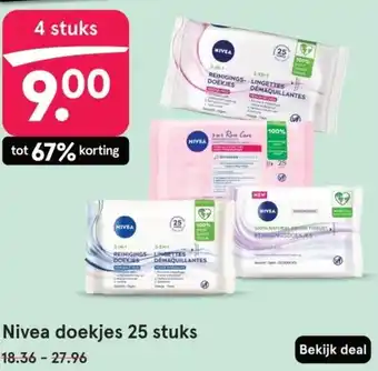 Etos Nivea doekjes 25 stuks aanbieding