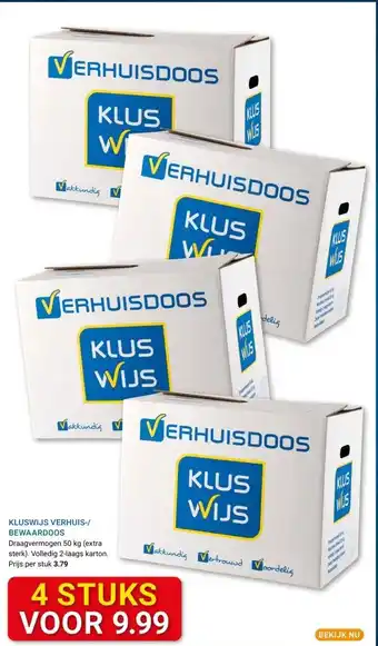 Kluswijs KLUSWIJS VERHUIS-/BEWAARDOOS aanbieding