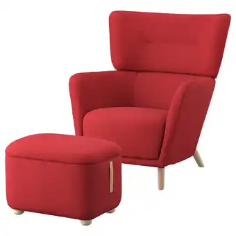 IKEA Oskarshamn Oorfauteuil met voetenbank, Tonerud rood aanbieding