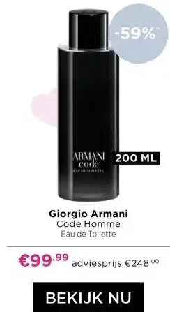 ICI Paris XL Giorgio Armani Code Homme Eau de Toilette aanbieding