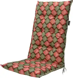 Intratuin Madison tuinkussen hoge rug Siem groen / rood 123 x 50 x 7 cm aanbieding