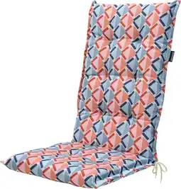 Intratuin Madison tuinkussen hoge rug Siem blauw / rood 123 x 50 x 7 cm aanbieding