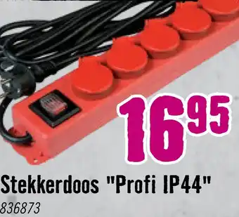 Hornbach Stekkerdoos spatwaterdicht Profi 5-voudig met schakelaar rood, 4,5 m aanbieding