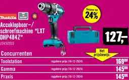 Hornbach MAKITA Accu klopboor-/schroefmachine LXT DHP484ZJ (zonder accu) aanbieding