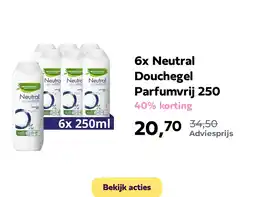 Plein.nl 6x Neutral Douchegel Parfumvrij 250 aanbieding