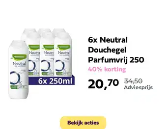 Plein.nl 6x Neutral Douchegel Parfumvrij 250 aanbieding