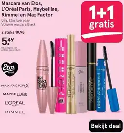 Etos Mascara van Etos, L'Oréal Paris, Maybelline, Rimmel en Max Factor aanbieding