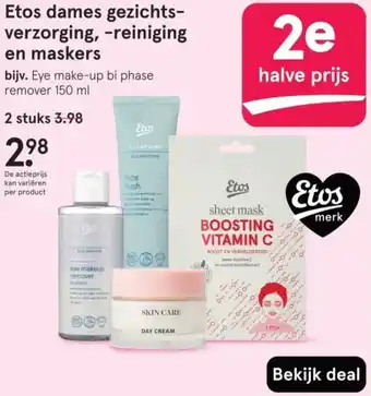 Etos Etos dames gezichtsverzorging, reiniging en maskers aanbieding