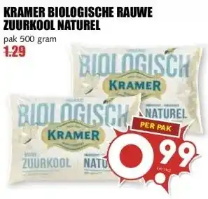 MCD Supermarkt KRAMER BIOLOGISCHE RAUWE ZUURKOOL NATUREL aanbieding