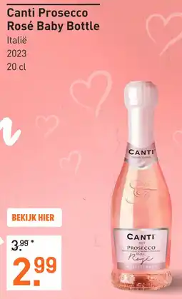 Gall & Gall Canti Prosecco Rosé Baby Bottle 20CL Mousserend aanbieding