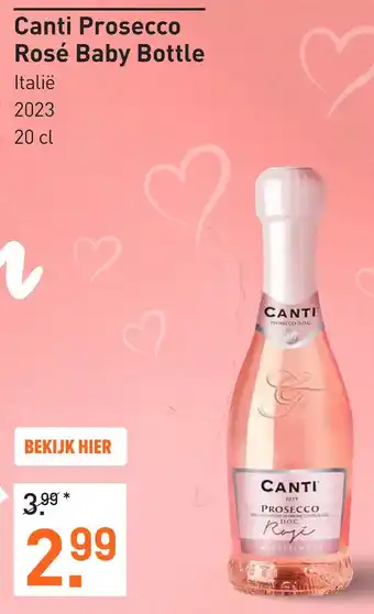 Gall & Gall Canti Prosecco Rosé Baby Bottle 20CL Mousserend aanbieding