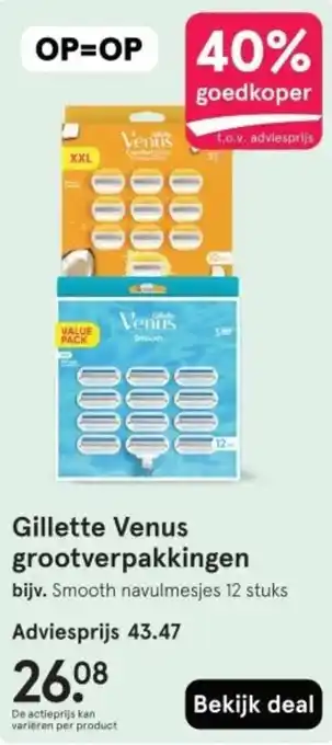 Etos Gillette Venus grootverpakkingen aanbieding