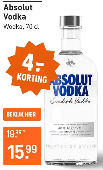 Gall & Gall Absolut Vodka 70CL Mixen aanbieding