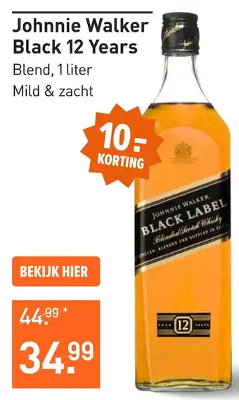 Gall & Gall Johnnie Walker Black 12 Years 100CL Whisky aanbieding