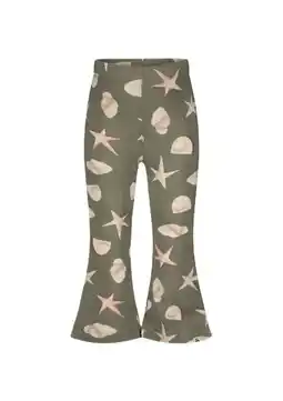 Wehkamp The New Chapter high waist flared broek met all over print groen/lichtroze aanbieding