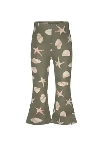 Wehkamp The New Chapter high waist flared broek met all over print groen/lichtroze aanbieding