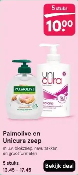 Etos Palmolive en Unicura zeep aanbieding