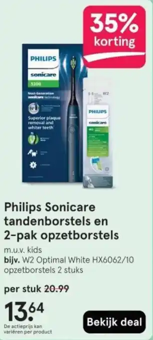 Etos Philips Sonicare tandenborstels en 2-pak opzetborstels aanbieding