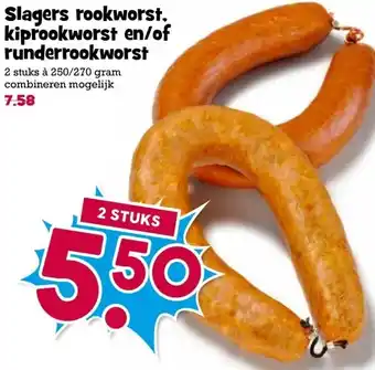 Boon`s Markt Slagers rookworst, kiprookworst en/of runderrookworst aanbieding