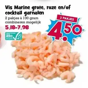 Boon`s Markt Vis Marine grote, roze en/of cocktail garnalen aanbieding