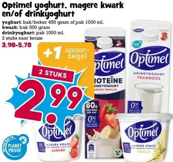 Boon`s Markt Optimel yoghurt, magere kwark en/of drinkyoghurt aanbieding