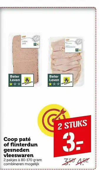 Coop Coop Paté Of Flinterdun Gesneden Vleeswaren aanbieding