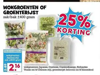 Boon`s Markt Wokgroenten Of Groenterijst 25% Korting 400 gram aanbieding