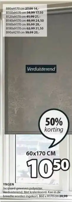 Jysk Yngen Rolgordijn 50% Korting 60x170 cm aanbieding