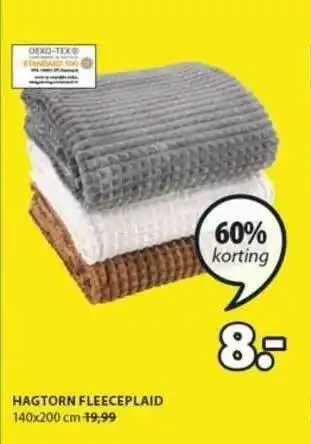 Jysk Hagtorn Fleeceplaid 60% Korting 140x200 cm aanbieding