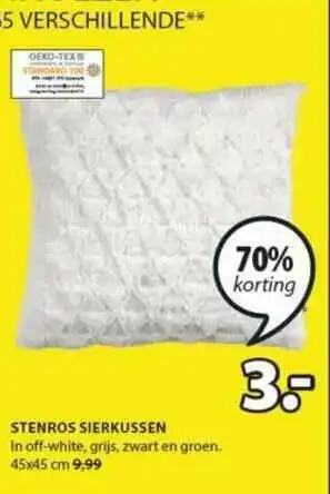 Jysk Stenros Sierkussen 70% Korting 45x45 cm aanbieding