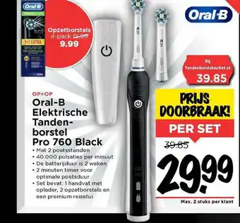 Vomar Voordeelmarkt Opzetborstels, Oral-B Elektrische Tandenborstel Pro 760 Black aanbieding