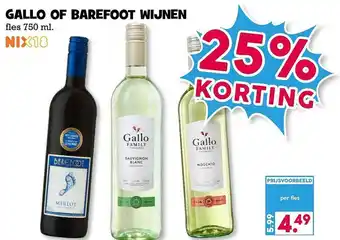 Boon`s Markt Gallo Of Barefoot Wijnen 25% Korting 750 ml aanbieding