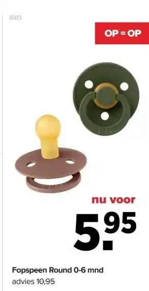 Baby-Dump Fopspeen Round 0-6 mnd aanbieding