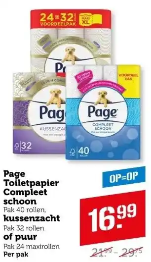 Coop Page Toiletpapier Compleet schoon of kussenzacht of puur aanbieding