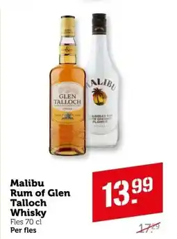 Coop Malibu Rum of Glen Talloch Whiskey aanbieding