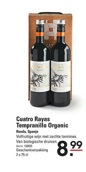 De Kweker Cuatro Rayas Tempranillo Organic Rueda, Spanje aanbieding