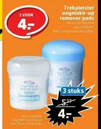 Trekpleister Trekpleister Oogmake-Up Remover Pads aanbieding