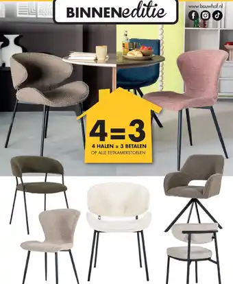 Bouwhof Op alle eetkamerstoelen aanbieding