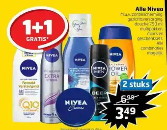 Trekpleister Alle Nivea 1+1 Gratis aanbieding