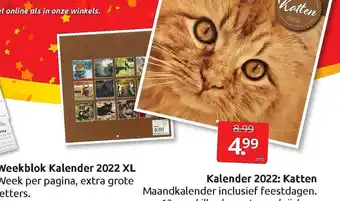 Boekenvoordeel Weekblok Kalender 2022 XL Of Kalender 2022: Katten aanbieding