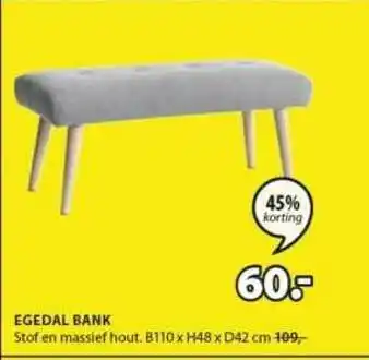 Jysk Egedal Bank 45% Korting 110x48x42 cm aanbieding