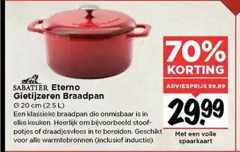 Vomar Voordeelmarkt Sabatier Eterno Gietijzeren Braadpan 70% Korting 20 cm aanbieding