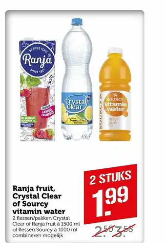 Coop Ranja Fruit, Crystal Clear Of Sourcy Vitamin Water aanbieding