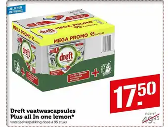 Coop Dreft Vaatwascapsules Plus All In One Lemon aanbieding