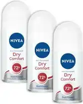 Bol.com NIVEA Dry Comfort Deodorant Roller - 3 x 50 ml - Voordeelverpakking aanbieding