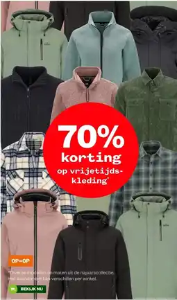 Welkoop 70% korting op vrijetijds- kleding* aanbieding