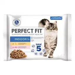 Zooplus 6 + 2 gratis! 8 x 85 g Perfect Fit Natvoer voor Katten - Indoor 1+ Kip und Zalm aanbieding