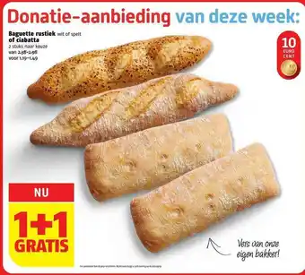 Poiesz Baguette Rustiek Of Ciabatta 1+1 Gratis aanbieding